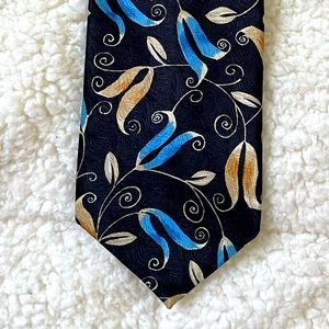 Dion Collection Silk Black Cobalt Blue Tie